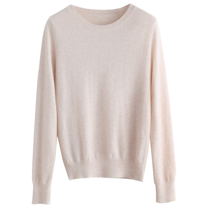 Women's Short-Cut Fine Knit Sweater with Round Neckline and Ribbed Hem Mune Fashion