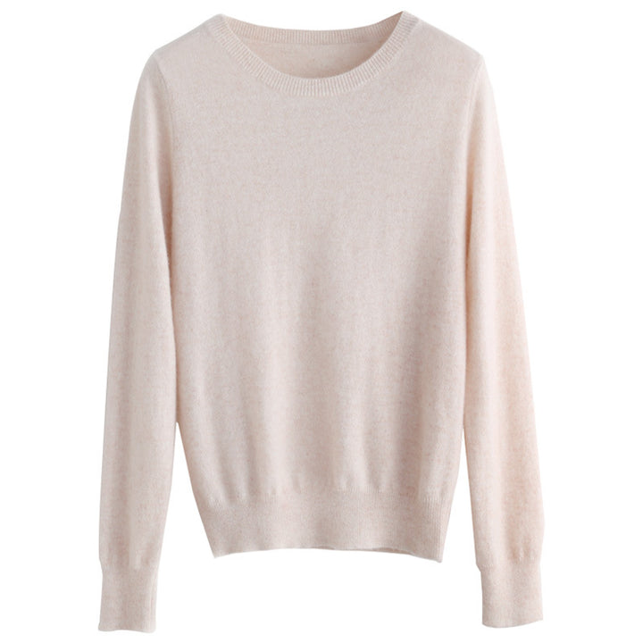 Women's Short-Cut Fine Knit Sweater with Round Neckline and Ribbed Hem Mune Fashion