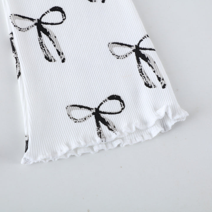 Girls flared leggings with sweet bow motif Mune Fashion