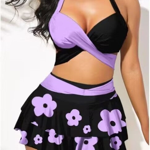 Women's Tankini Set with Adjustable Straps and Flowy Skirt Mune Fashion