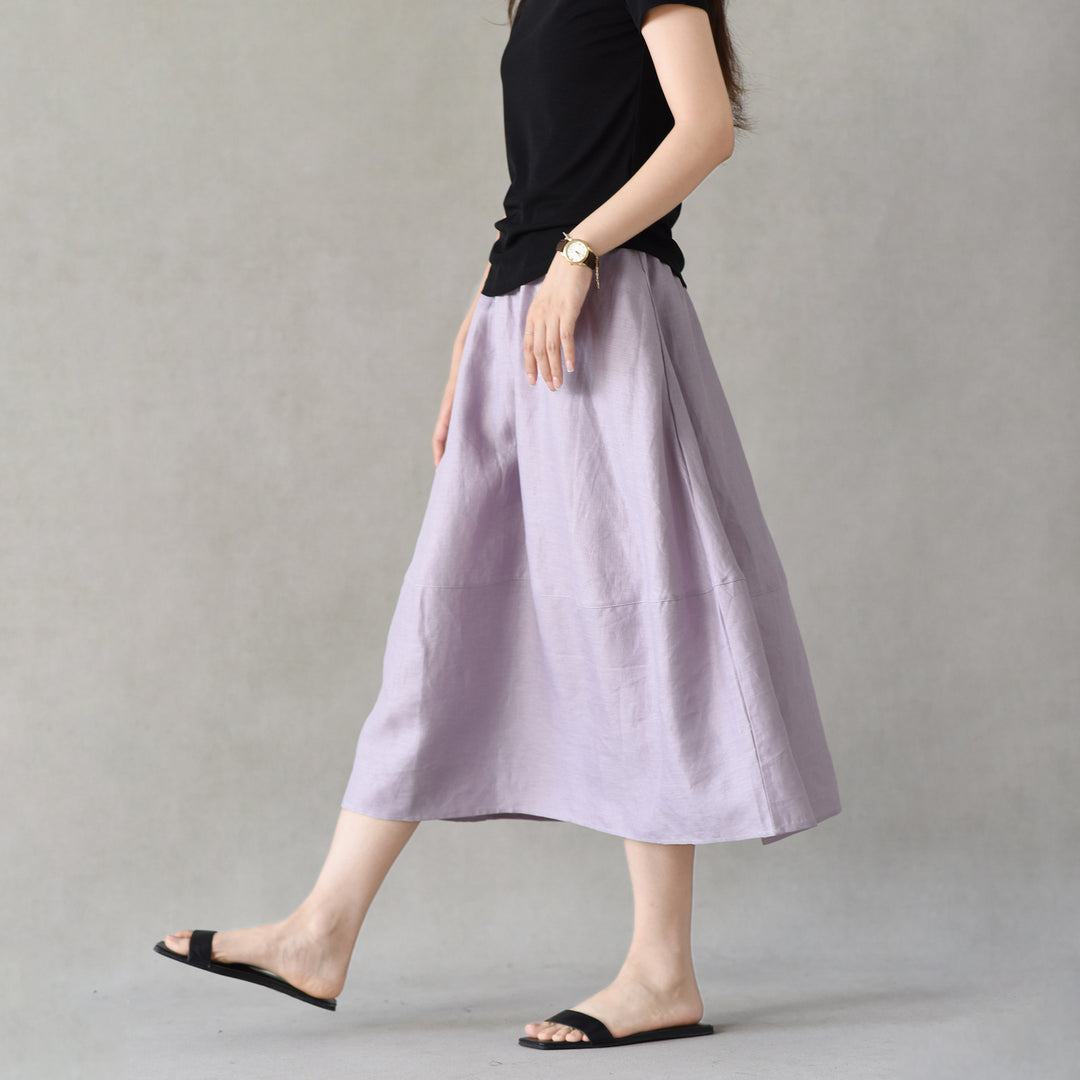 Women Wide-cut Midi Skirt made of airy cotton Mune Fashion
