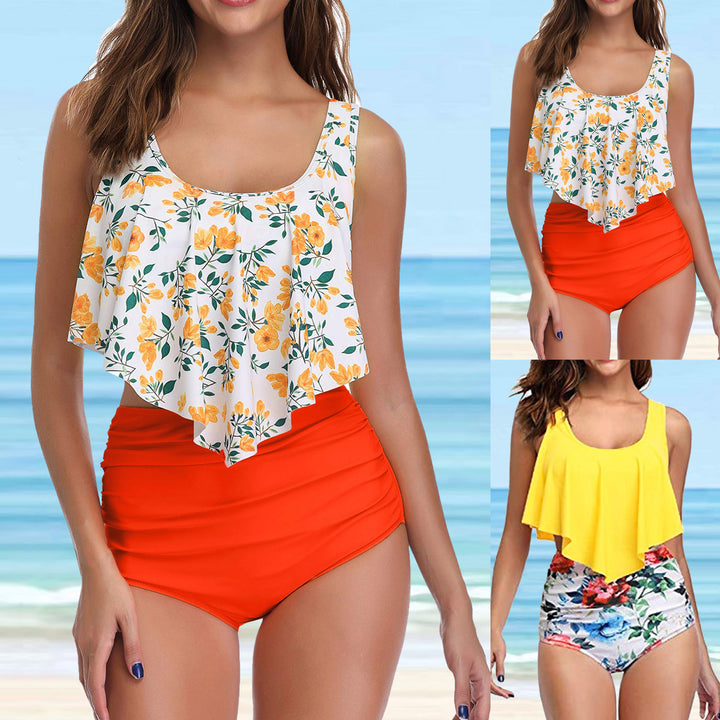 Women's Fashionable Tankini Set with Floral Bottom and Casual Top Mune Fashion