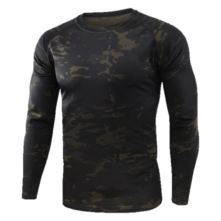 Men's Functional Long Sleeve Shirt with Camouflage Pattern
