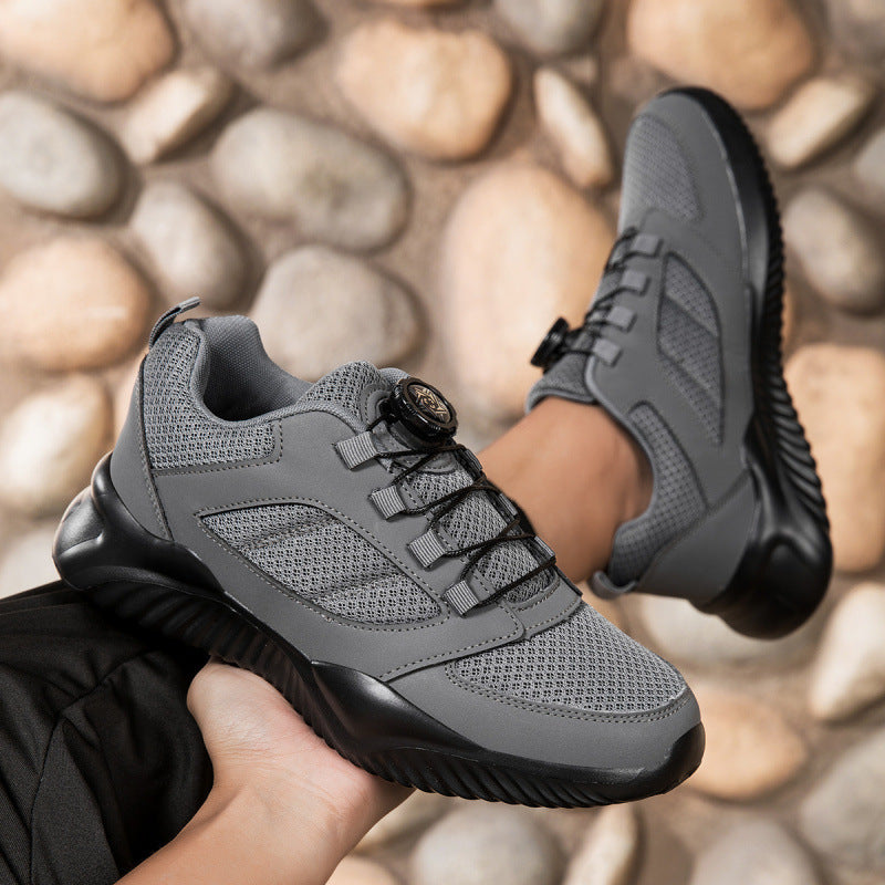Men's sporty mesh surface sneakers with rotary closure lacing system and shock-absorbing lightweight sole Mune Fashion