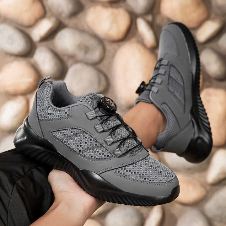 Men's sporty mesh surface sneakers with rotary closure lacing system and shock-absorbing lightweight sole Mune Fashion
