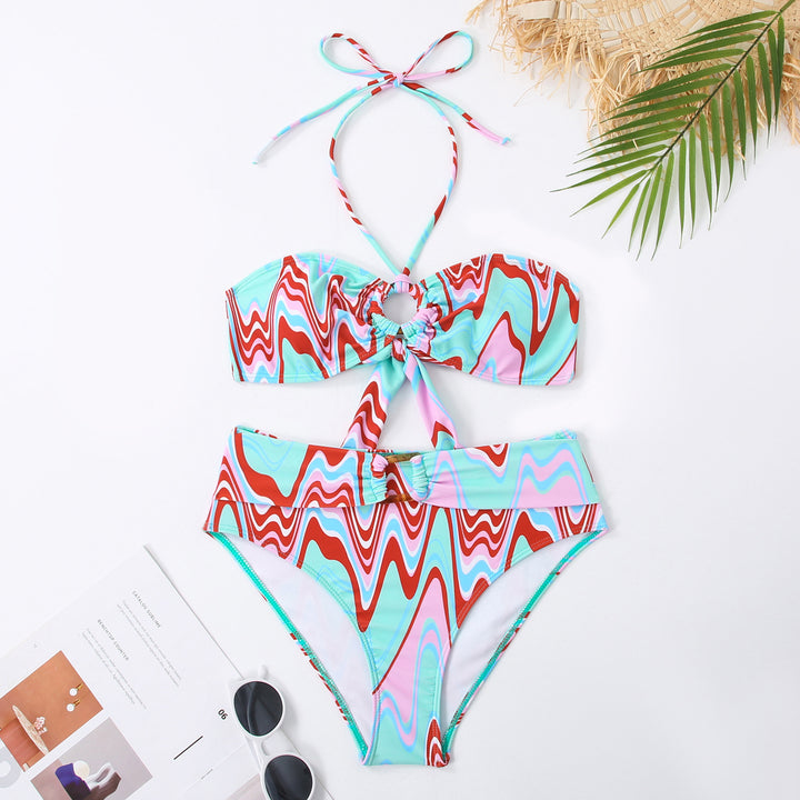 Women's bikini set with creative knot detail and flared skirt Mune Fashion