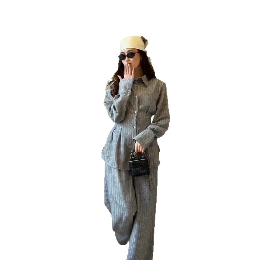 Women's Lightweight Linen Loungewear Set with Oversized Shirt and Wide Leg Pants Mune Fashion