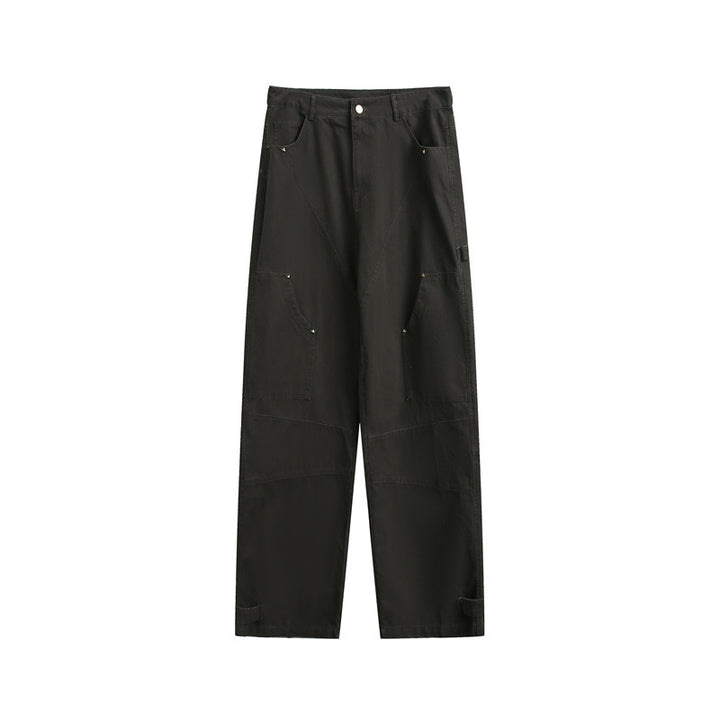 Women Wide High-Waist Cargo Pants with Multifunctional Pockets and Adjustable Hem Mune Fashion