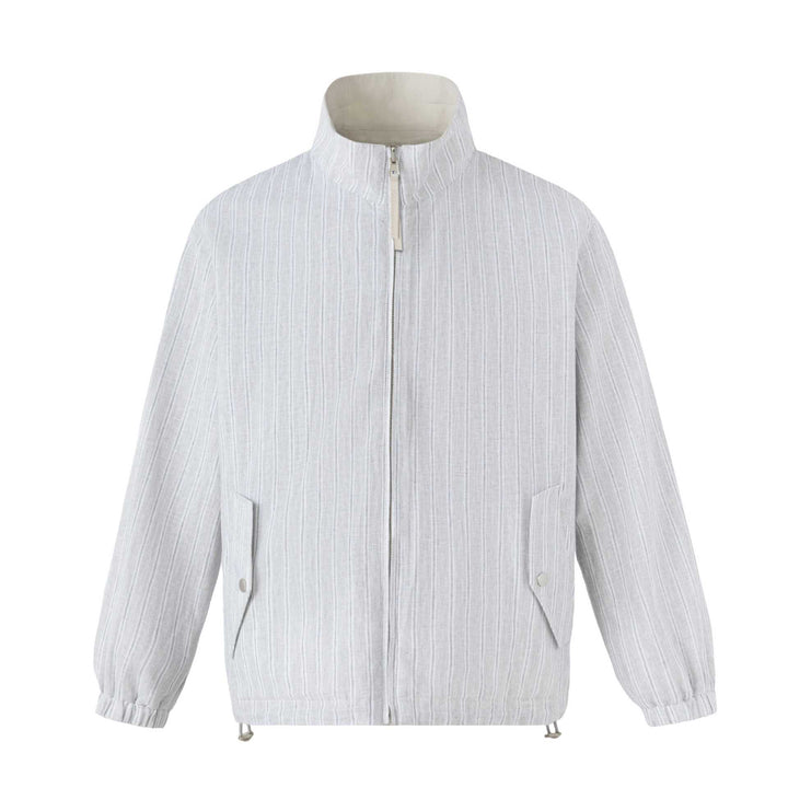 Unisex Short Cut Structured Boxy Blouson Jacket with High Stand Collar and Snap Flap Pockets Mune Fashion
