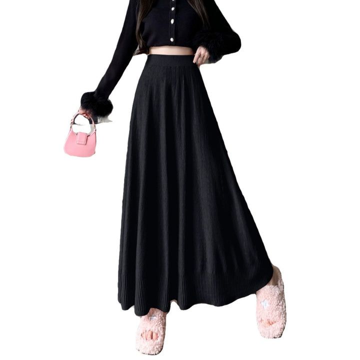 Ladies Elegant Maxi Skirt with Pleats and Elastic Waistband Mune Fashion
