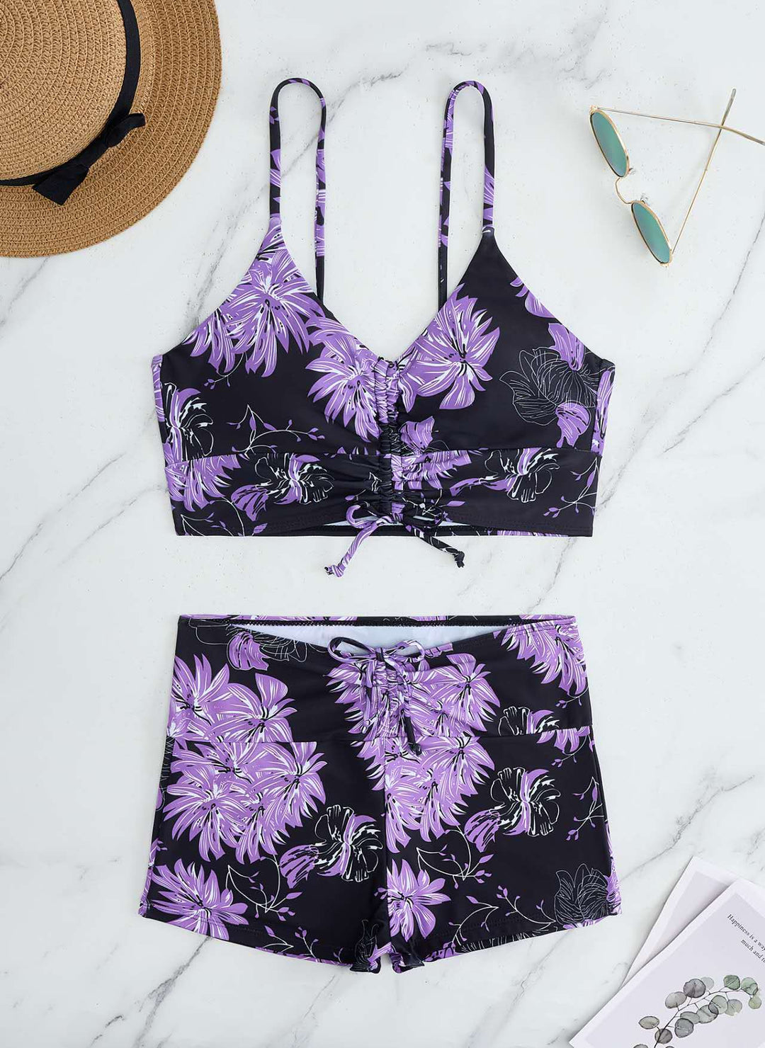 Women's bikini with floral ruffle design and adjustable straps Mune Fashion