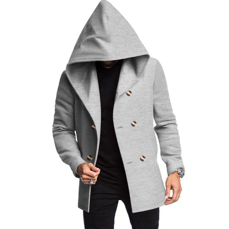 Men's hooded cloak with oversized hood and double-button placket Mune Fashion