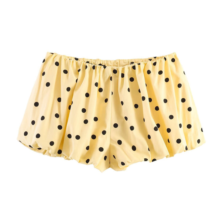 Women's Polka Dot Cropped Utility Jacket with Stand Collar and Drawstring Mune Fashion