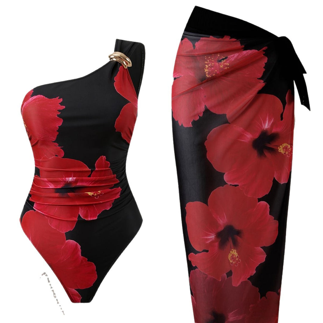 Women Elegant Jumpsuit with Asymmetrical Cut and Floral Design Mune Fashion