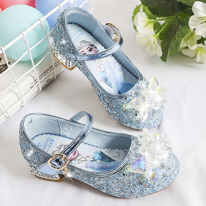 Girls Glittering Mary Jane Shoes with Sparkling Flower Appliqués Mune Fashion