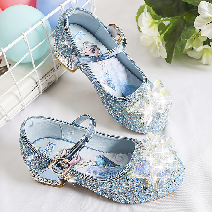 Girls Glittering Mary Jane Shoes with Sparkling Flower Appliqués Mune Fashion