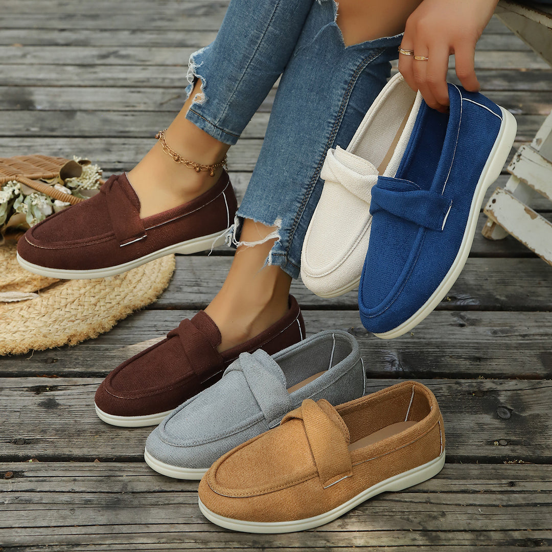 Women's Comfortable Moccasins with Cross Band Mune Fashion