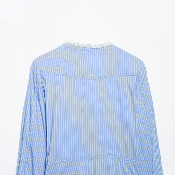Women's short jacket in blouse style with lace trim and double button placket Mune Fashion