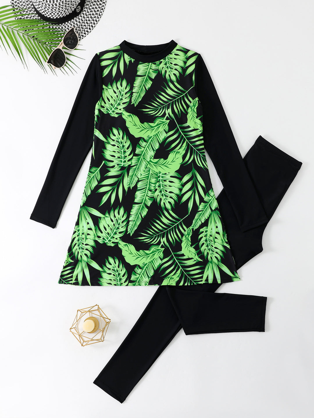 Women's stylish long sleeve swimsuit with skirt Mune Fashion