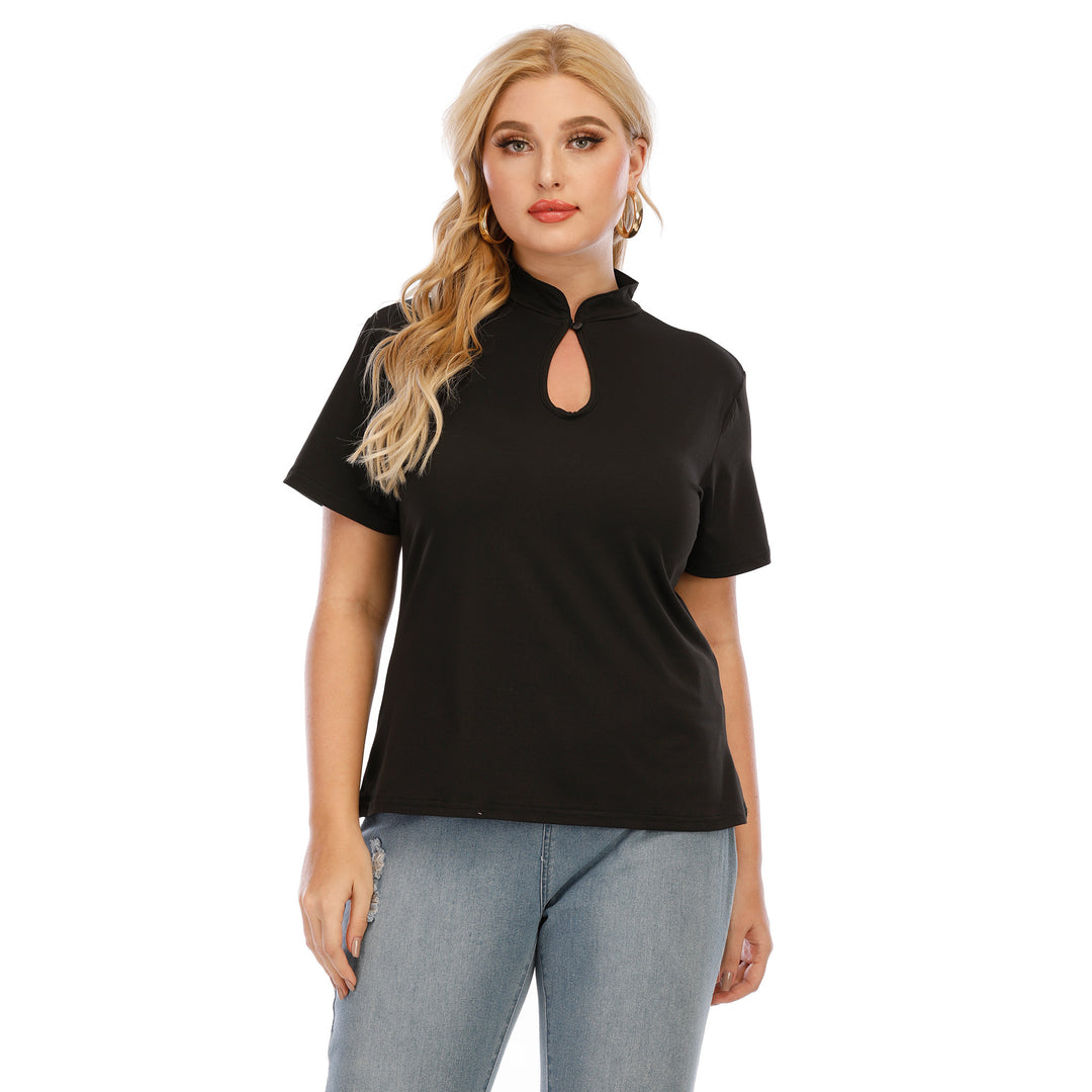Women's stylish top with stand collar and slit Mune Fashion