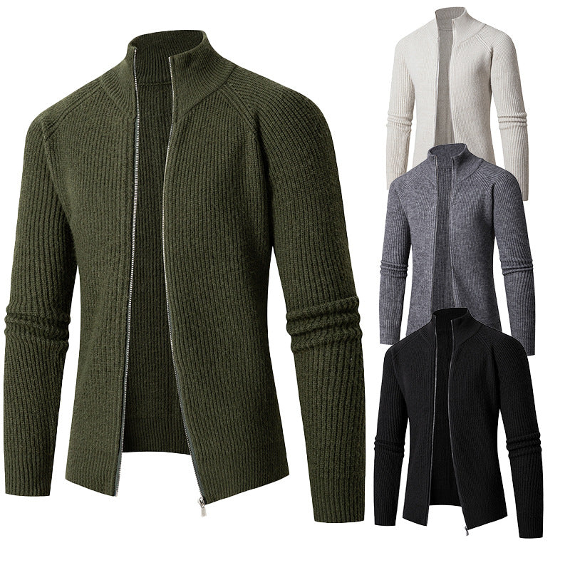 Men's slim zip cardigan made of merino mix with ribbed structure and raglan sleeves Mune Fashion