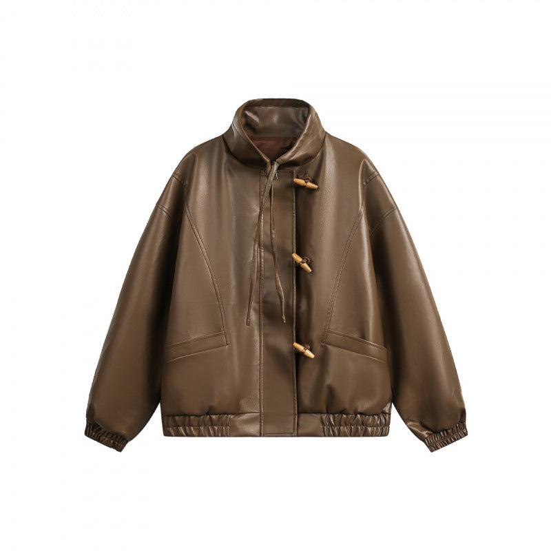 Unisex Short Cut Oversized Jacket with Toggle Closures, High Standing Collar and Elastic Hem Mune Fashion
