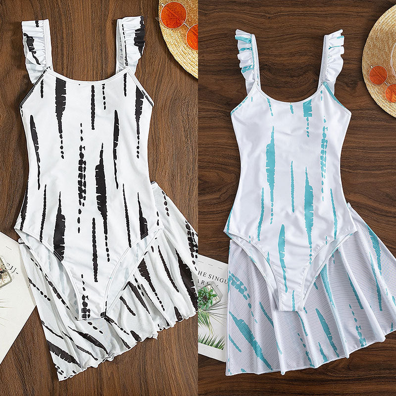 Women's one-piece swimsuit with ruffles and stylish skater skirt Mune Fashion