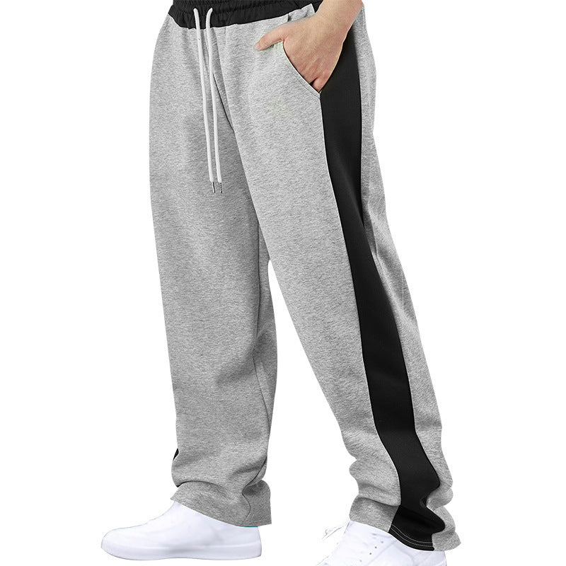 Men's stylish jogging pants with contrast side panel straight leg drawstring waistband and pockets Mune Fashion