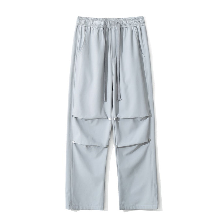 Women Loose Fit Cargo Pants with Snap Button Panels and Drawstring Waist Mune Fashion