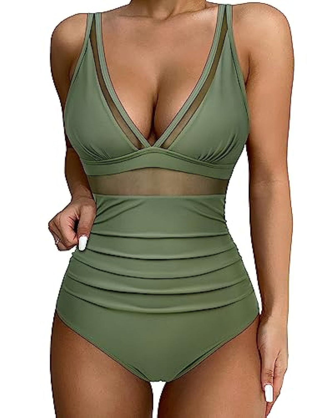 Ladies High-Waisted Swimsuit with Transparent Inserts Mune Fashion