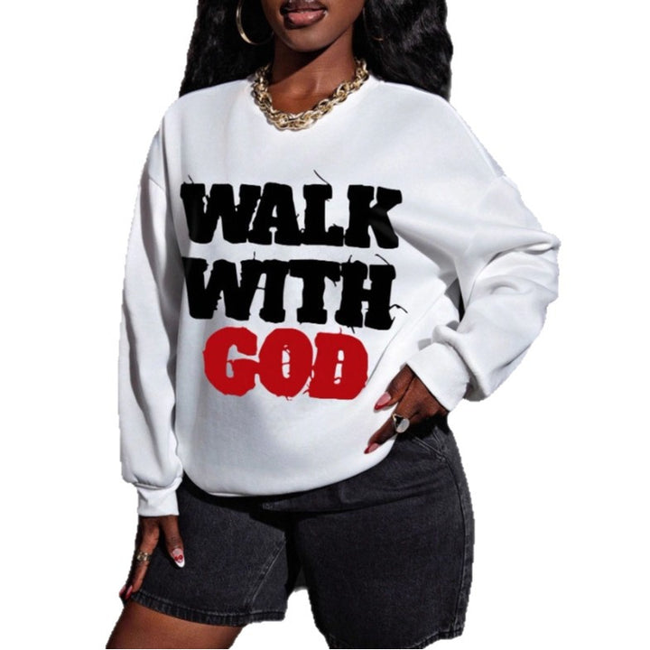 Women nan statement sweatshirt with religious typo print, oversized cut, round neck and soft inner lining Mune Fashion