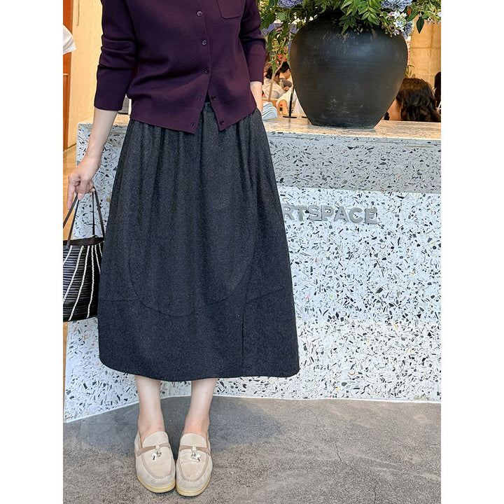 Women Elegant Midi Skirt with Casual Cut Mune Fashion
