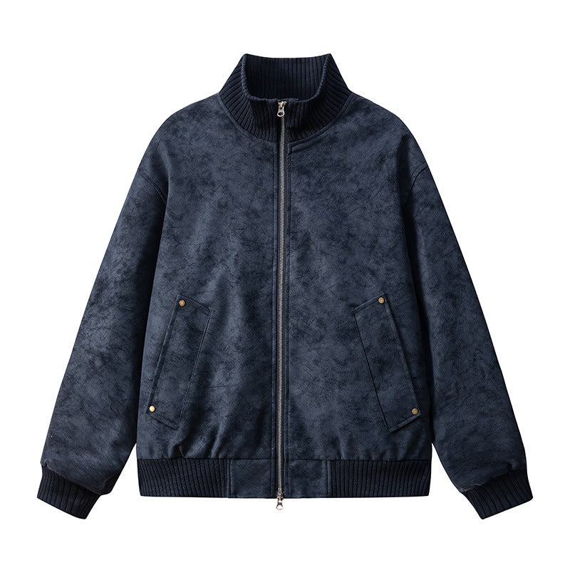 Women's Elegant Faux Leather Jacket with Stand-Up Collar Mune Fashion