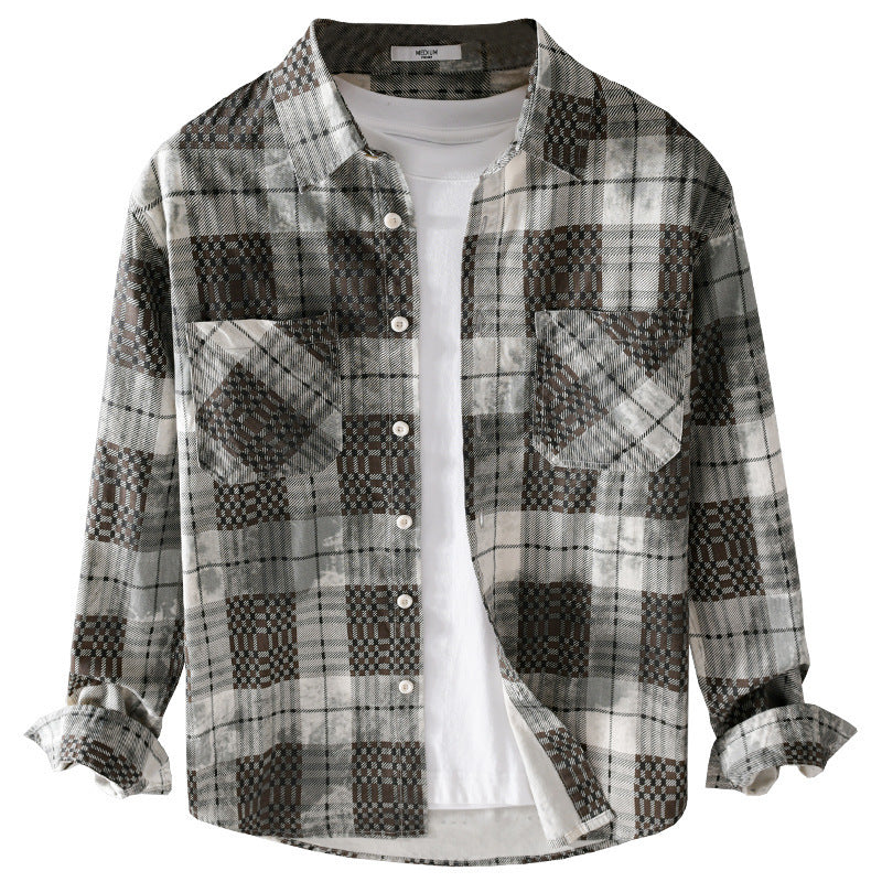 Men's plaid flannel shirt with patch chest pockets and relaxed fit Mune Fashion