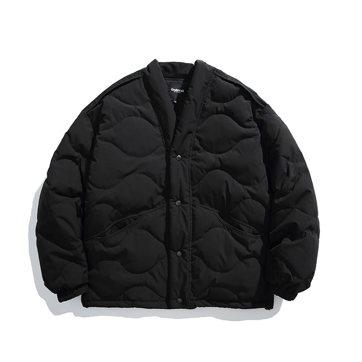 Unisex Oversized Padded Jacket with V-Neck, Snap Button Closure and Padded Insulation Mune Fashion