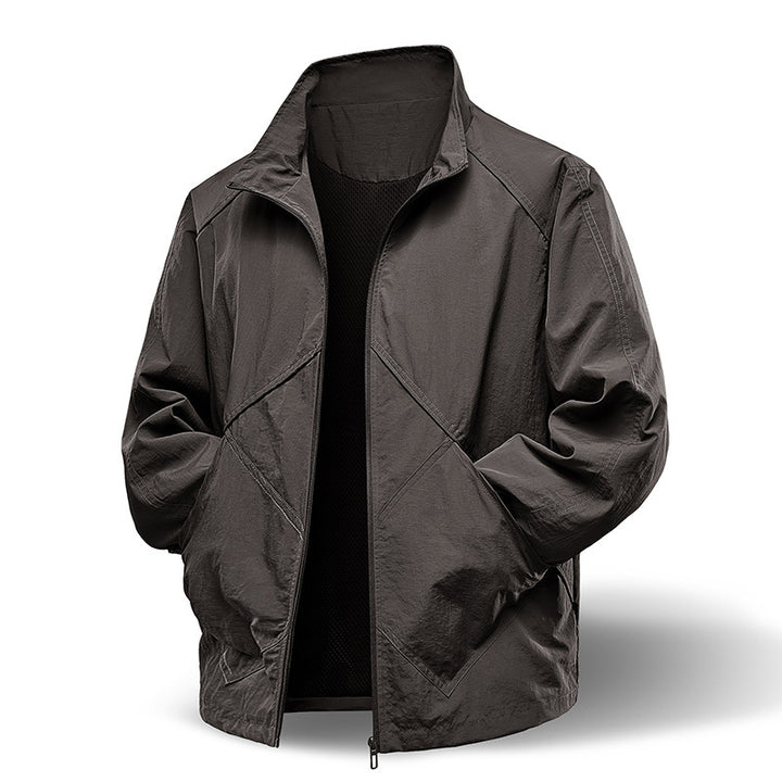 Men's Lightweight Technical Zip Jacket with Stand-Up Collar, Raglan Sleeves & Utility Inserts Mune Fashion
