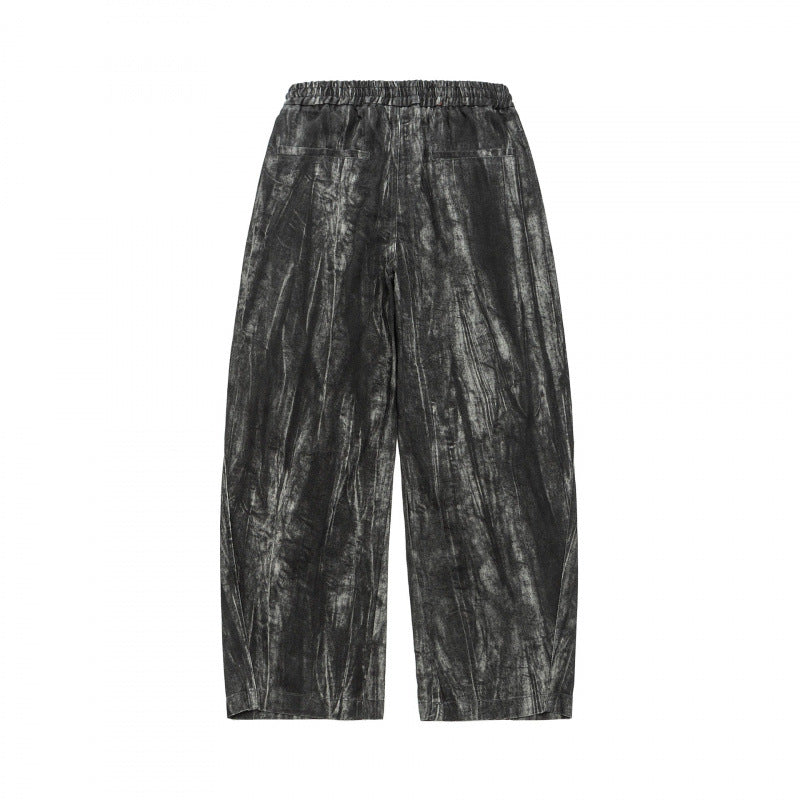 Unisex Wide Cropped Pants with Asymmetrical Layer Inserts, Elastic Waistband, and Coated Structure Mune Fashion