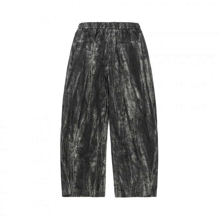 Unisex Wide Cropped Pants with Asymmetrical Layer Inserts, Elastic Waistband, and Coated Structure Mune Fashion