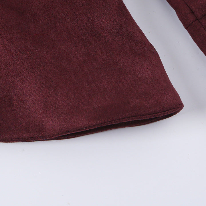 Ladies tailored parade jacket made of velvet imitation with high button placket and shoulder patches Mune Fashion