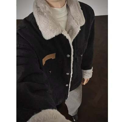 Men's Denim Jacket with Faux Fur Collar Mune Fashion