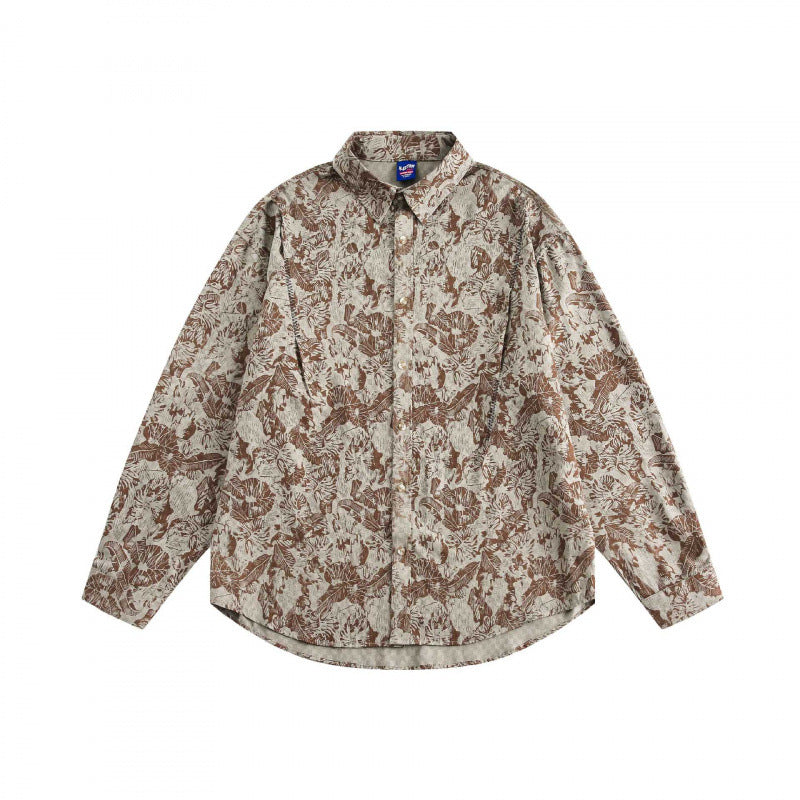 Unisex Oversize Shirt with floral jacquard pattern and rounded hem Mune Fashion
