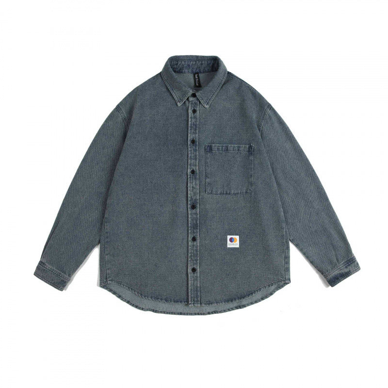 Unisex Boxy Denim Overshirt with Chest Pocket and Stonewashed Look Mune Fashion
