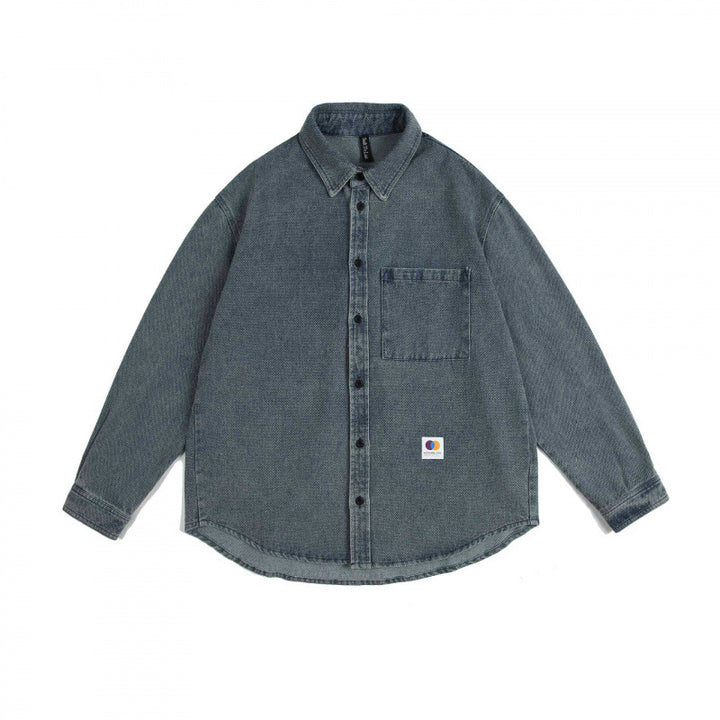 Unisex Boxy Denim Overshirt with Chest Pocket and Stonewashed Look Mune Fashion