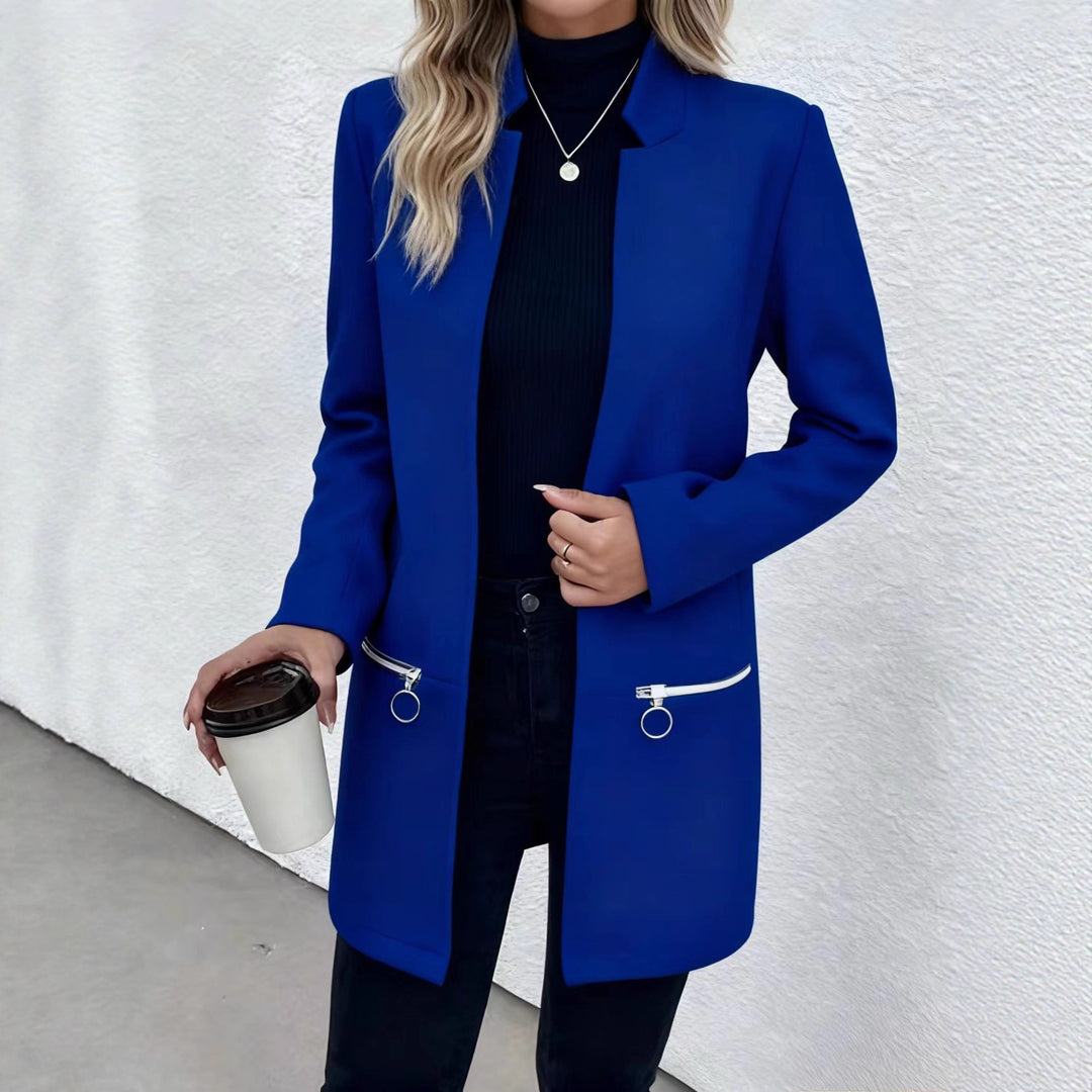 Women's Elegant Blazer with Zipper Pockets Mune Fashion