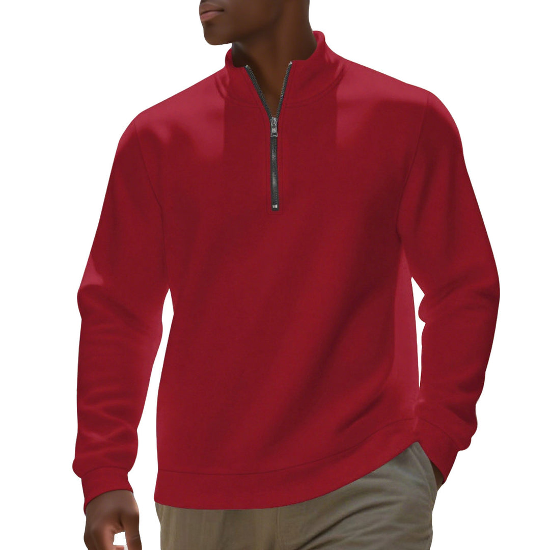 Men's half-zip sweatshirt made of cotton blend with stand-up collar, soft lining and ribbed cuffs Mune Fashion