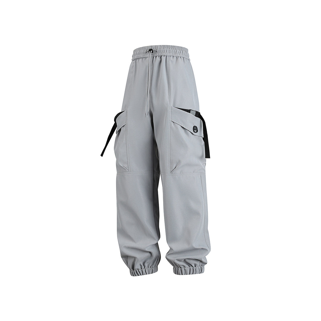 Unisex Wide Technical CargoJogging Pants with adjustable drawstring, large flap pockets, and elastic ankle cuffs Drune