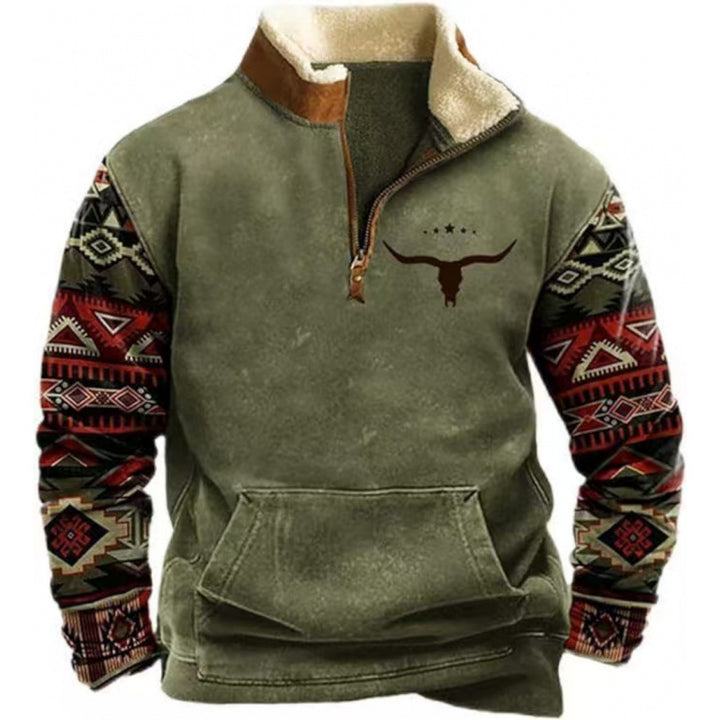 Men's Warming Fleece Pullover with Stand-Up Collar Mune Fashion