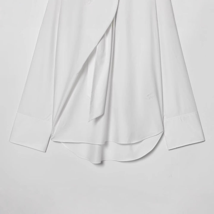 Women's tie-neck blouse with wide oversized cut and asymmetric tie scarf Mune Fashion