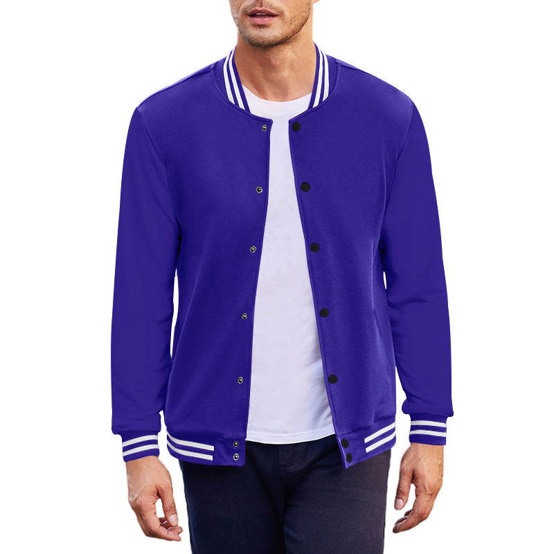 Men's College Bomber Jacket in Varsity Style with Snap Button Placket and Ribbed Cuffs Mune Fashion