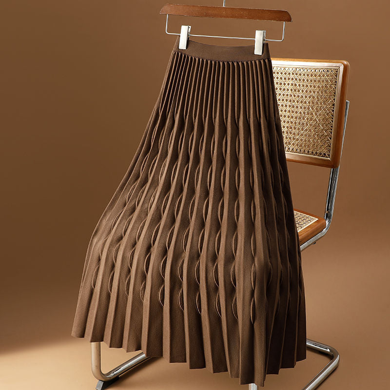 Women's Pleated Skirt with Artistic Wave Pattern Mune Fashion
